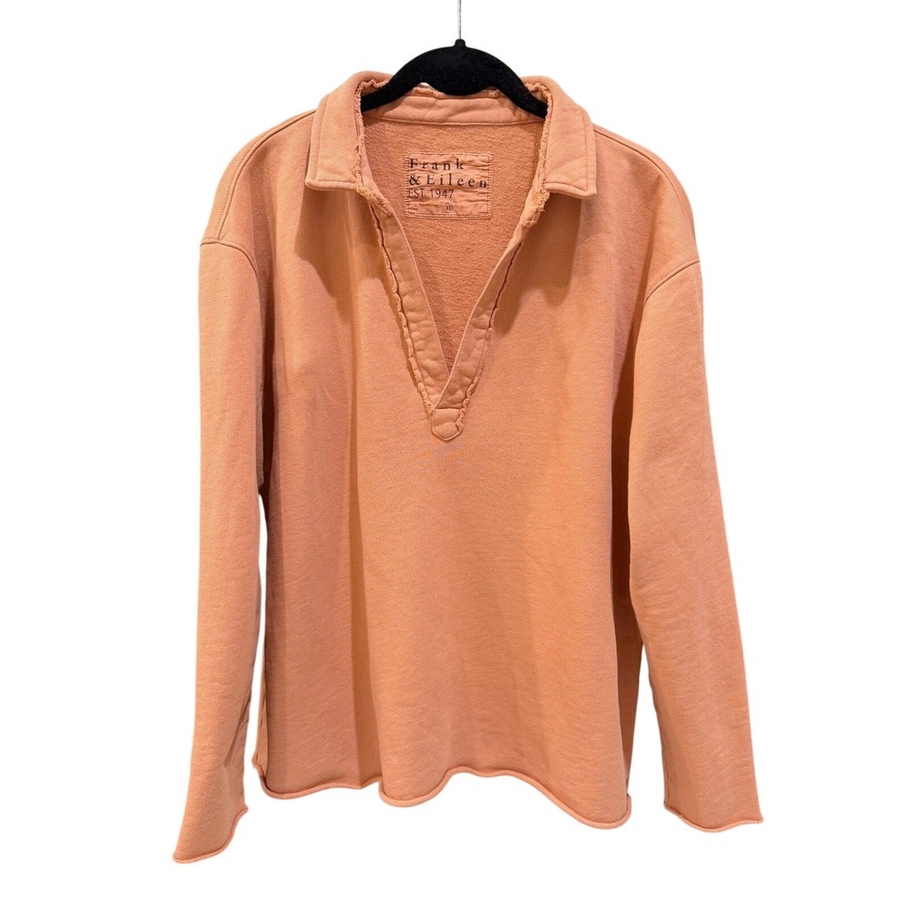 Frank & Eileen Womens Coral Heritage Jersey Patrick Popover Henley Sweatshirt XL